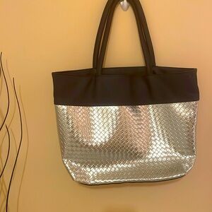 Tote bag silver and  blue NWOT